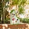 Glitzhome&#xAE; 13&#x22; White Distressed Wood Birdhouse with Green Roof